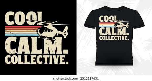 Calmo legal Coletivo engraçado voando helicóptero retro piloto vintage helicóptero T-shirt Design