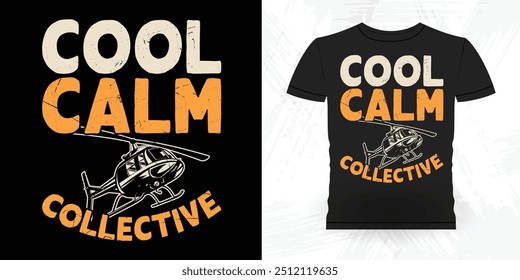 Calmo legal Coletivo engraçado voando helicóptero retro piloto vintage helicóptero T-shirt Design