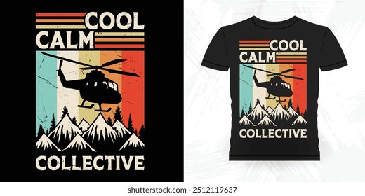 Calmo legal Coletivo engraçado voando helicóptero retro piloto vintage helicóptero T-shirt Design