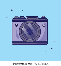 Cool Camera vector illustration. Isolated blue background. Cute cartoon illustration. Useful for digital element assets