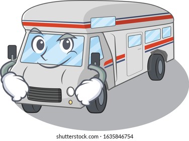 Cool campervan mascot character with Smirking face