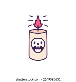 Cool candle and skull, illustration for t-shirt, street wear, sticker, or apparel merchandise. With doodle, retro, and cartoon style.