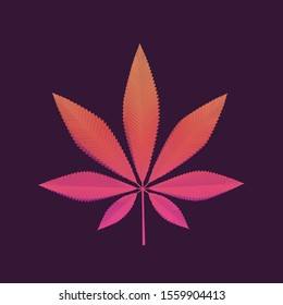Cool Cannabis Leaf on Isolated Background. Gradient Low Poly Vector 3D Rendering