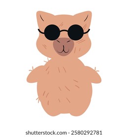 Cool capybara wearing black sunglasses with a confident and relaxed expression. Perfect for trendy designs, fun illustrations, digital stickers, and modern character art