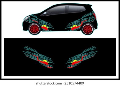 cool car decal background vector design, with unique line pattern