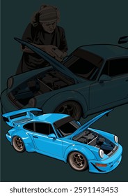 cool car illustration.
a very cool car and the solid color makes it look very special.
This car illustration is very suitable for use as wallpaper, t-shirt screen printing, mockups, communities, shop 