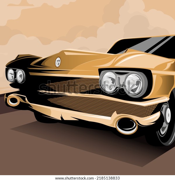 cool car in retro
style vector illustration