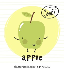 Cool card with cartoon apple