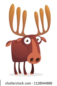 Cool carton moose. Vector illustration isolated. Poster design of sticker