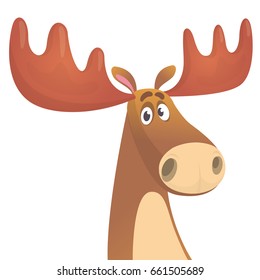 Cool carton moose. Vector illustration isolated. Design for poster, emblem, logo, print, sticker or icon