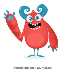 Cool cartoon alien. Purple and pink bizzarre colorful alien monster for Halloween. Vector illustration