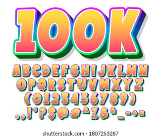 Cool cartoon alphabet with trendy gradient