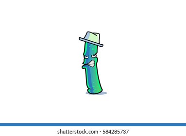 Cool Cartoon Angry .Vector illustration . Isolated on white background .  Angry Expression 