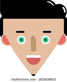 ein cooler Cartoon-Avatar-Junge, Gesichtserkennung, Vektorgrafik, einfach, fla