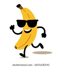 Cool Cartoon Banana Character - Playful Fruit with Sunglasses Vector Art