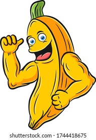 Cool cartoon bananas with muscles
