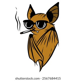 Cool Cartoon Bat with Smoking Style