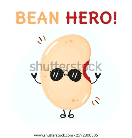 Cool Cartoon Bean Character Wearing Sunglasses and Rocking Out Vector Illustration