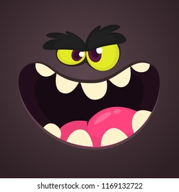 Cool Cartoon Black Monster Face illustration
