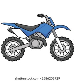 cool Cartoon Blue Dirt Bike Illustration