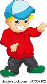 Cool cartoon boy standing
