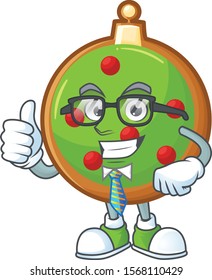 Cool cartoon businessman christmas ball character vector illustration.