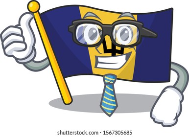Cool Cartoon Businessman flag barbados character vector illustration