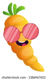 Cool cartoon carrot illustration vector on white background