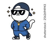 Cool Cartoon Cat in Hip Hop Outfit Illustration