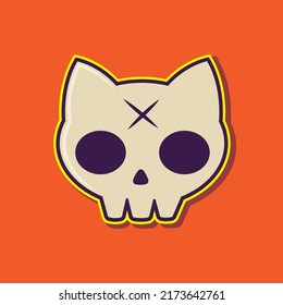 cool cartoon of cat skull