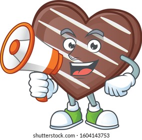 Cool cartoon character of stripes chocolate bar holding a megaphone
