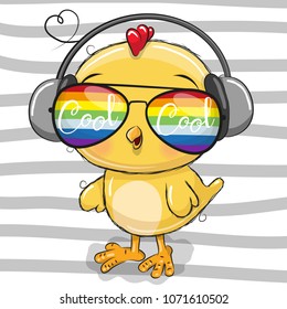 Cool Cartoon Cute Chicken with sun glasses