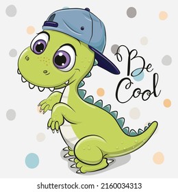 Cool Cartoon Cute Dino with a cap