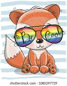 Cool Cartoon Cute Fox with sun glasses