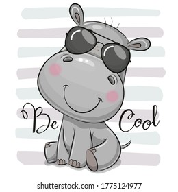 Cool Cartoon Cute Hippo with sun glasses