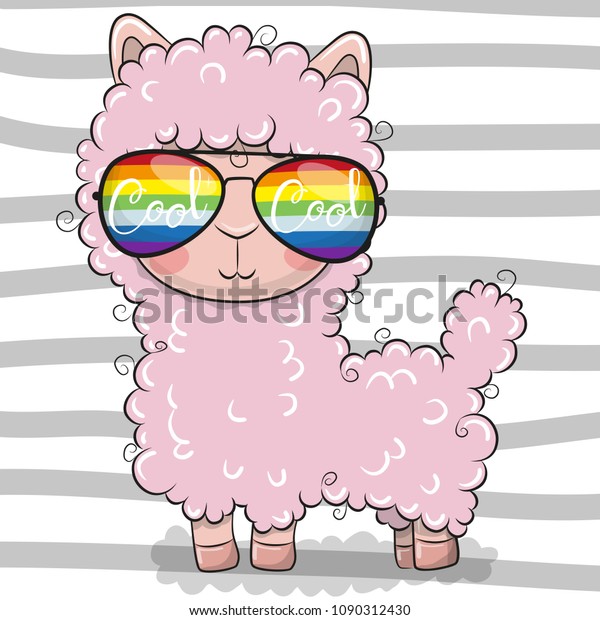 Cool Cartoon Cute Lama Mit Sonnenbrille Stock Vektorgrafik Lizenzfrei