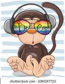 Cool Cartoon Cute Monkey with sun glasses