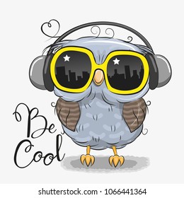 Cool Cartoon Cute Owl with sun glasses