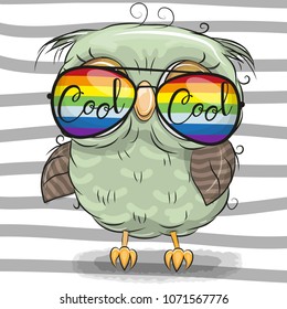 Cool Cartoon Cute Owl and sun glasses