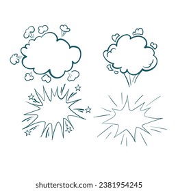 diálogo genial de dibujos animados conjunto de chat burbujas cómicas nubes vectorial doodle dibujado a mano aislado