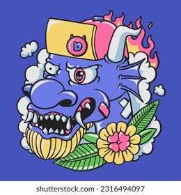 cool cartoon dragon vector illustration
