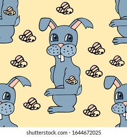 Coole Cartoon Ostersonne mit Ostereier Tattoo. Vektorillustration-nahtloses Muster