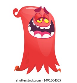 Cool cartoon flying monster. Vector illustration of funny ghost character