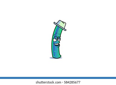Cool Cartoon Happy .Vector illustration . Isolated on white background .  Happy Expression 