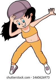 cool cartoon hip hop young girls breakdance dabs style