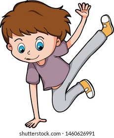 cool cartoon hip hop young boy breakdance with purple tshirt
