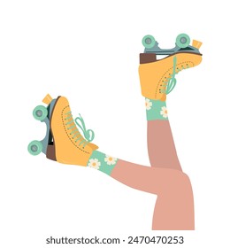 Cool cartoon illustration with roller skates. y2k, 2000s aesthetic, retro nostalgia