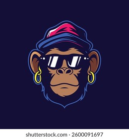 Cool Cartoon Monkey Head Illustration