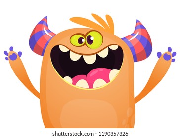 Cool cartoon monster with big eyes. Halloween vector illustration clipart