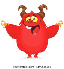 Cool cartoon monster devil character. Halloween vector illustration